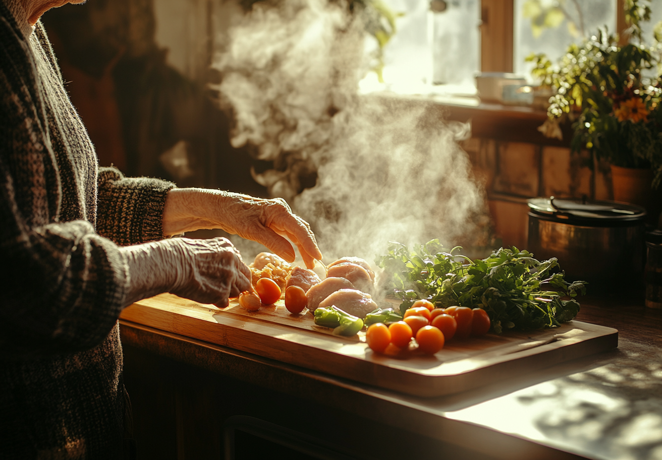 Літнє подружжя насолоджується здоровою їжею